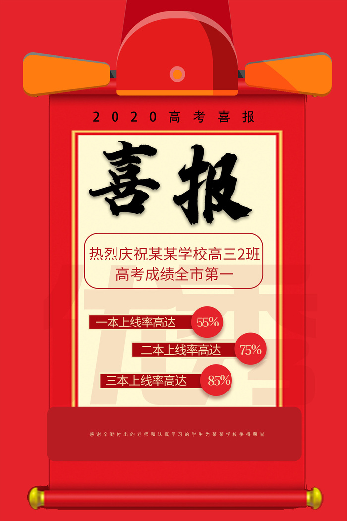 中考高考录取通知喜报荣誉状元榜金榜题名海报PSD设计素材模板