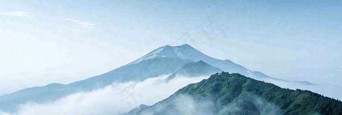 高山云层冰山雪山云雾意境，自然风景摄影图(1904x640)