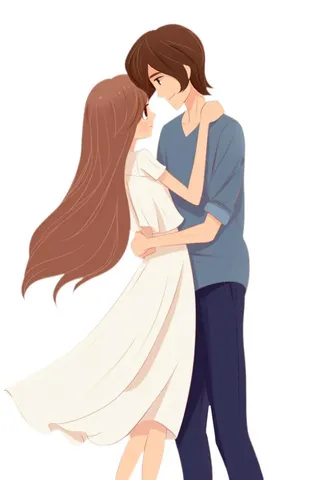 520情人节情侣拥抱花人物免抠