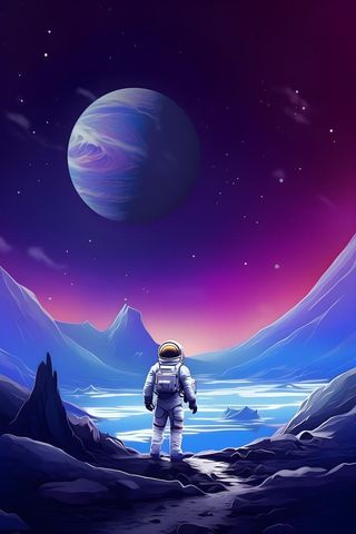 航天员太空紫色星空背景