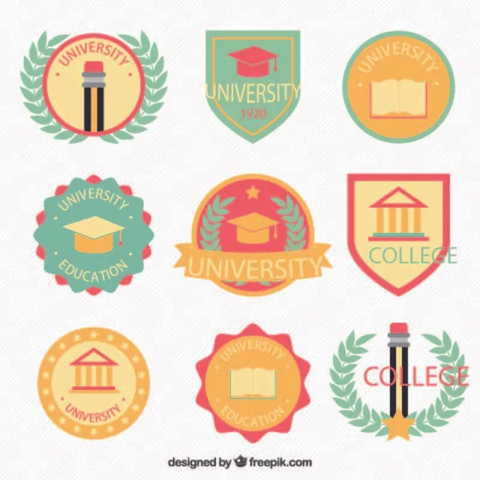 免抠大学校园标签ai矢量模版下载