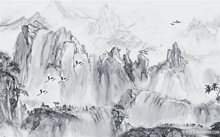 冬天的雪景风景字画高清分辨率喷绘打印办公室挂画素材山水花草