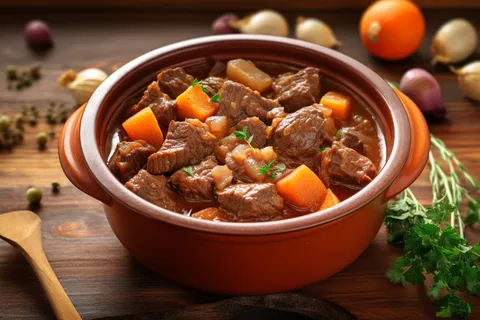 美味的萝卜牛腩煲食物摄影图