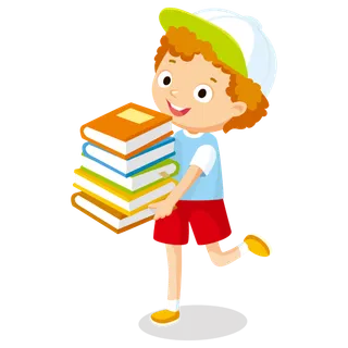 抱着书的卡通男孩