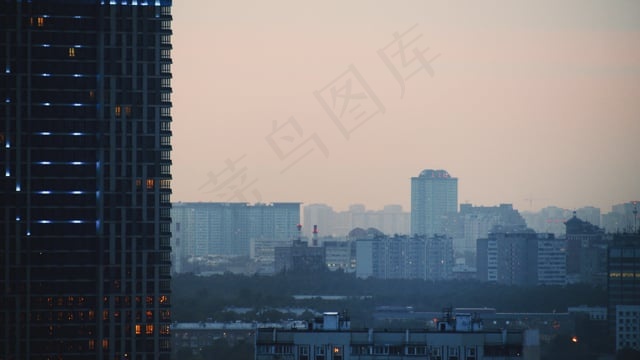 城市, 景观, 莫斯科, 城市的, 摩天大楼, 日落
