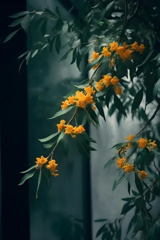 桂花橙色意境故事背景
