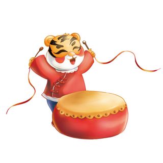 中国风2022虎年元旦新年卡通老虎形象装饰元素插画ps素材