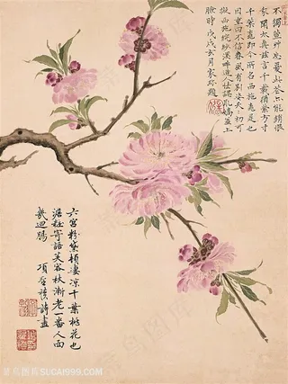 项圣谟-唯美复古花卉花枝装饰画