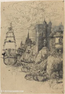 素描建筑艺术挂画 素描建筑艺术挂画