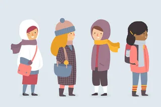 冬天服饰服装冬装穿冬装保暖冬季卡通人物男女装Ai矢量图片素材