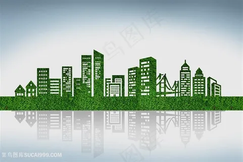 绿色背景城市建筑