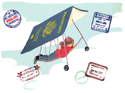 滑翔机护照卡通简笔少儿兴趣班