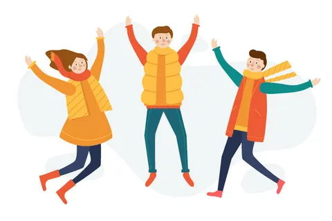 冬天服饰服装冬装穿冬装保暖冬季卡通人物男女装Ai矢量图片素材