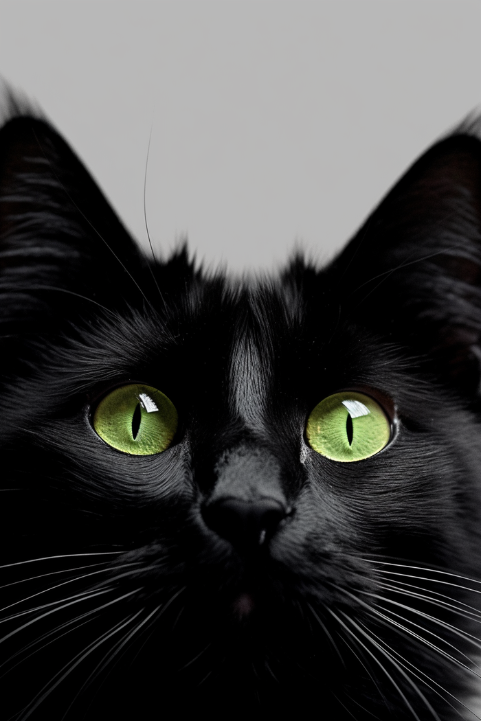 黑猫绿色瞳孔脸部特写摄影图