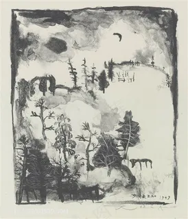 赵无极手绘唯美树林美景装饰画