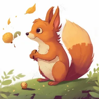 松鼠松果动物卡通插画素材背景