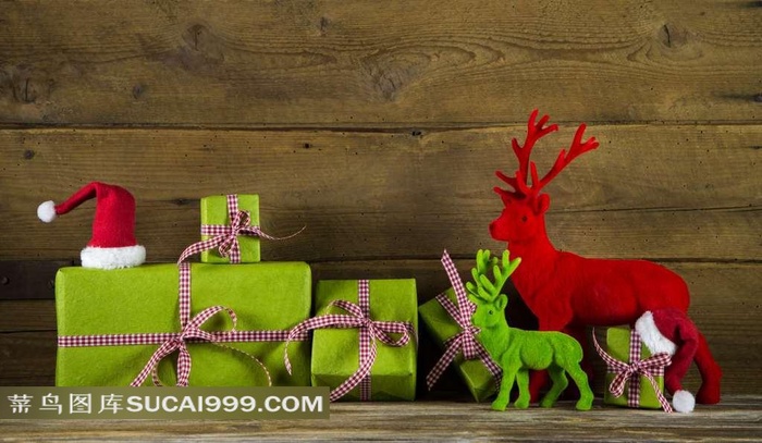 羚羊和圣诞礼品背景