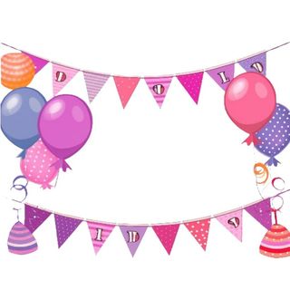 彩旗气球装饰彩色免抠