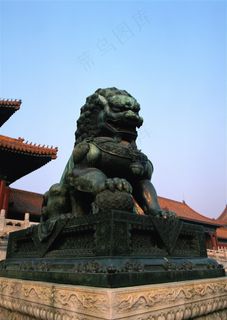石狮铜狮造型北京故宫美图素材