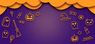 卡通狂欢万圣节紫色背景