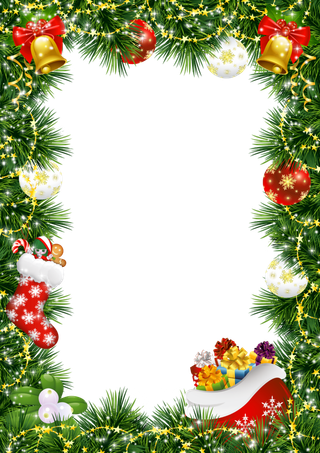 圣诞节冷杉铃铛花束饰品礼物盒