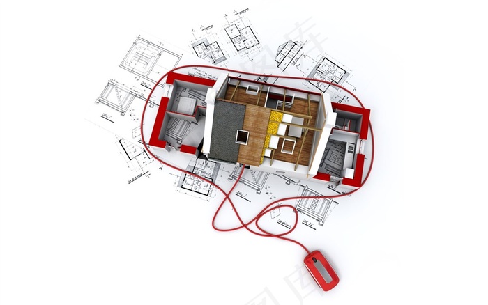 电脑绘图房屋模型图片