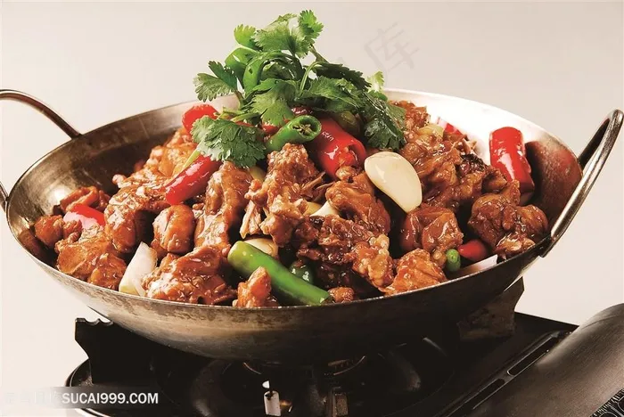 中华美食干锅野兔摄影图