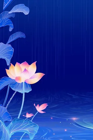 蓝色中国风荷花意境大气背景
