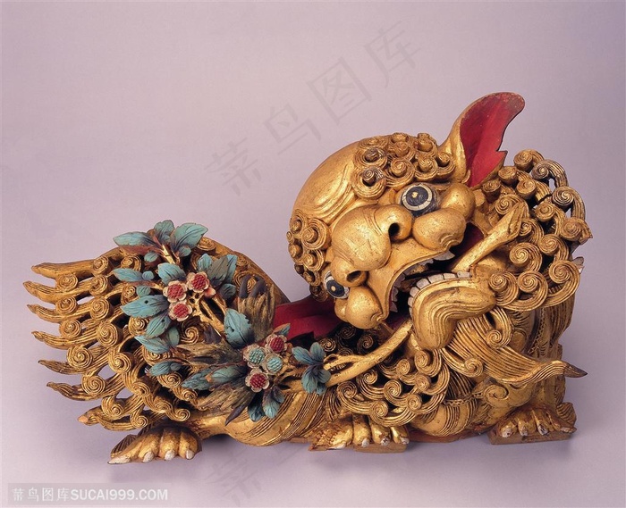 文物工艺品-麒麟木雕左边侧面特写
