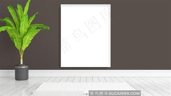 绿色植物与空白的画框创意高清图片