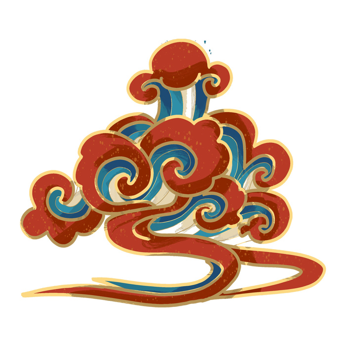 中国风中式国潮敦煌云纹祥云插画图案云朵云彩元素PSDAI设计素材