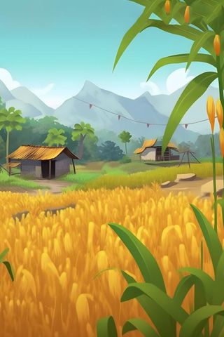 秋季农田丰收金黄背景