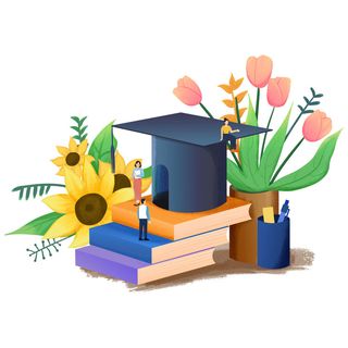 教师节卡通人物书本元素素材插画