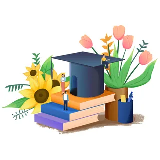 教师节卡通人物书本元素素材插画