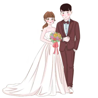 婚纱卡通人物婚礼白纱结婚婚纱摄影手绘