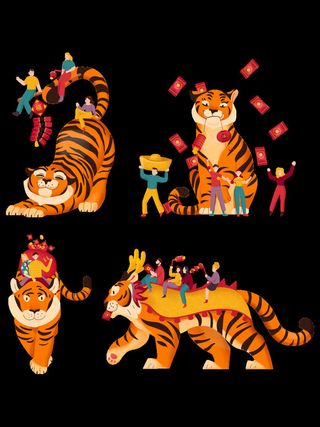 设计卡通老虎装饰新年素材