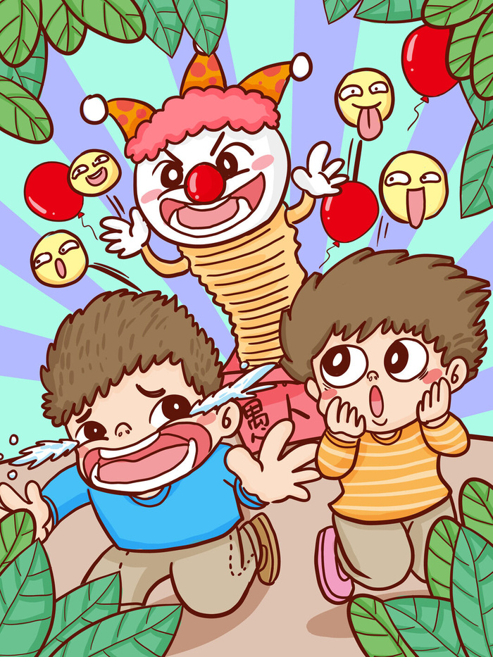 愚人节马戏团小丑搞怪搞笑卡通手绘插图插画海报PSD素材psd模版下载