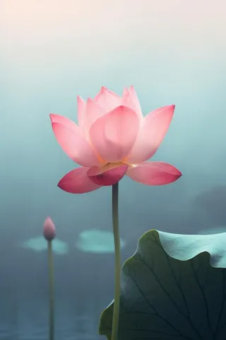 中国风雾面荷花粉色大气背景