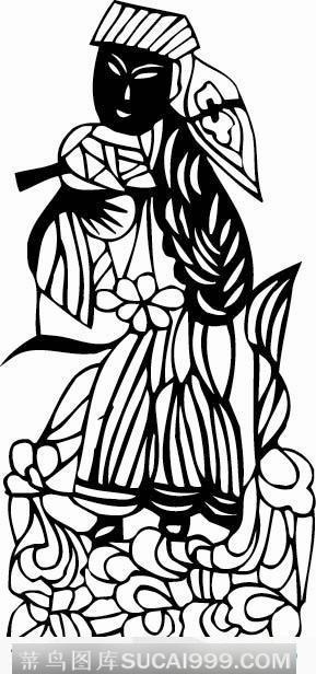 花丛上人物剪纸-八仙过海吕洞宾