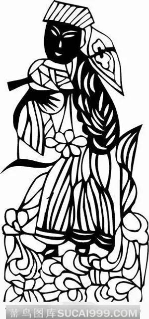 花丛上人物剪纸-八仙过海吕洞宾