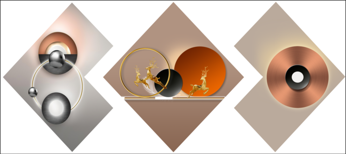 抽象三联异形装饰画