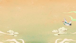 中国风国潮风山水祥云插画图案首页装修海报背景PSD设计模板素材