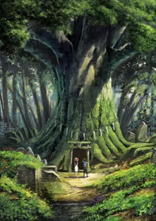 森林神树油画图片 森林神树油画图片