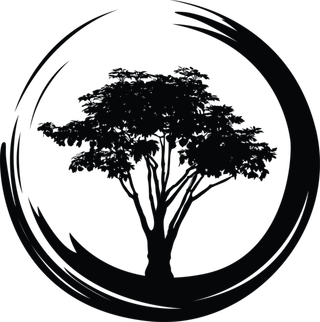 树木水墨剪影卡通简笔环保地球一小时