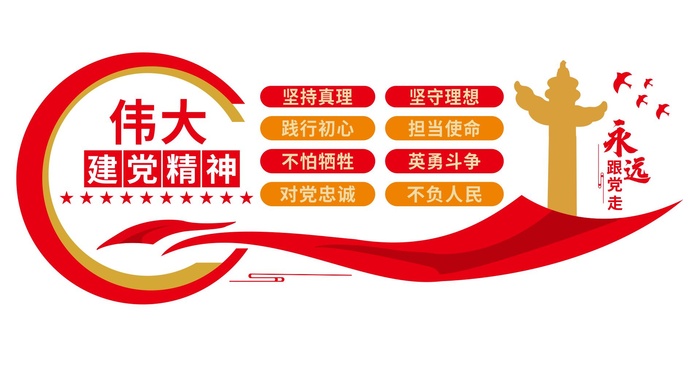 矢量伟大建党精神党建文化墙cdr矢量模版下载