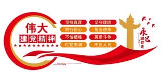 矢量伟大建党精神党建文化墙