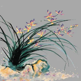 免抠素材水墨兰花