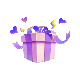 紫色酸性3d立体礼盒礼物元素