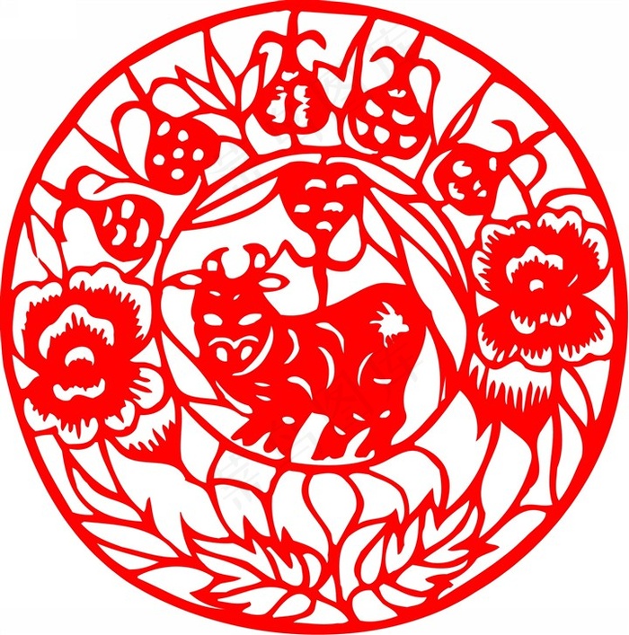 剪纸牛素材图片