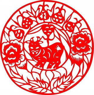 剪纸牛素材图片